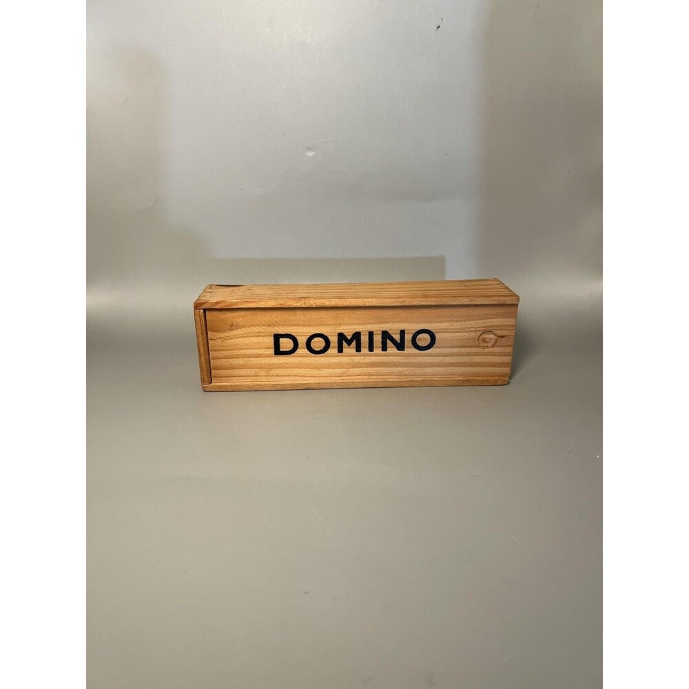 Vintage Dominoes Black Dragon Tiles Wood Box 28 Piece Game Set Travel Unbranded